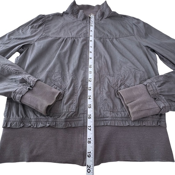 Forever 21 Retro Bomber Jacket Zip Up Lightweight 80s Coat Gray Women’s Small S - Picture 13 of 16